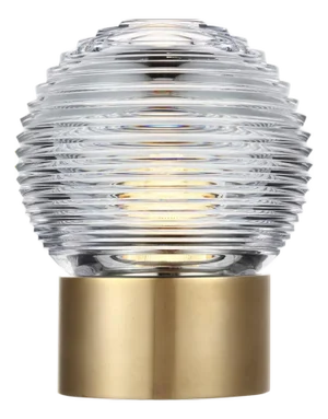 Waterford by Visual Comfort Signature Circon 7" Rechargeable Accent Lamp in Natural Brass with Clear Crystal