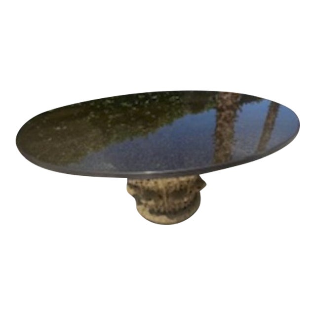 1980’s Steve Chase Crackled Glass Dining Table Top (Coral Base Included). For Sale