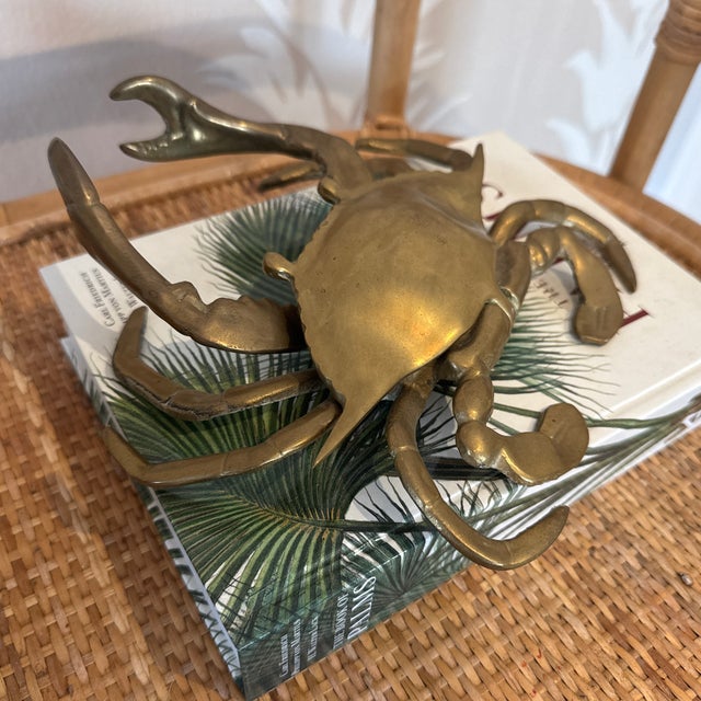 Large Vintage Brass Crab Ashtray/Trinket Box For Sale - Image 9 of 10