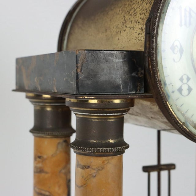 Temple Shaped Clock in Marble and Gilded Bronze, 1800s For Sale - Image 6 of 12