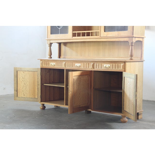 Vintage Danish Brutalist Light Oak Dining Cabinet in the style of Henning Kjærnulf, 1970s For Sale - Image 14 of 18