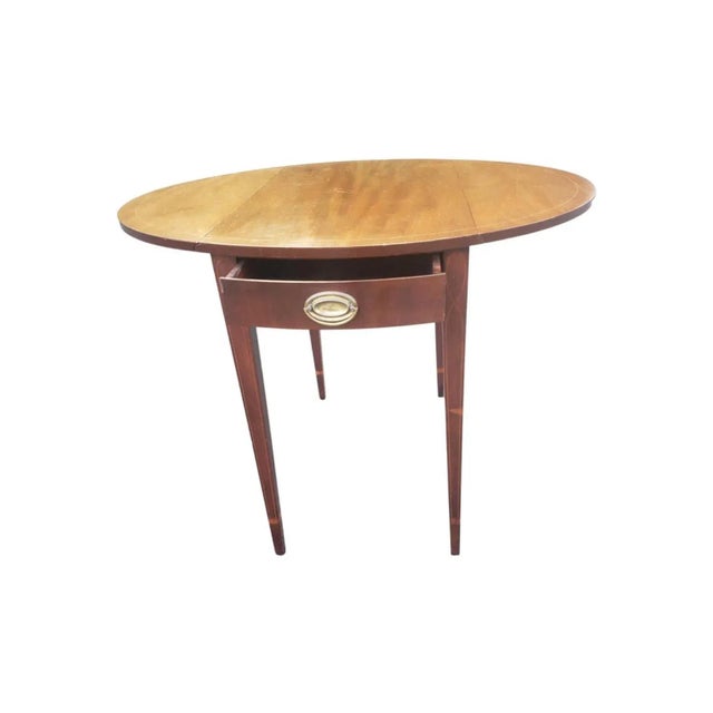 Brown 1940s Federal Mahohany and Satinwood Inlaid Pembroke Side Table For Sale - Image 8 of 9