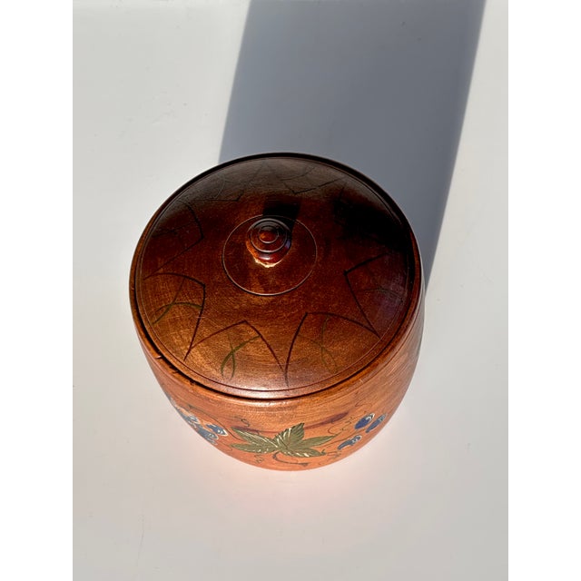 Blue Handcrafted Lidded Wooden Box, 1920s For Sale - Image 8 of 16