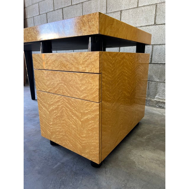 Pace Collection Leon Rosen for Pace Collection “Boca” Executive Desk in Birdseye Maple For Sale - Image 4 of 15