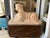 Chestnut Vintage Pair of Egyptian Revival Style Hand Carved Solid Marble Sphinxes For Sale - Image 8 of 12