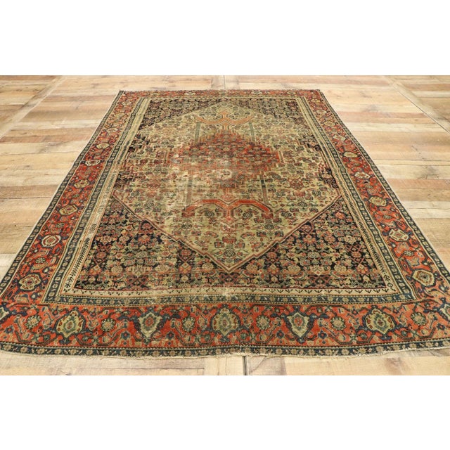 Beige 1890's Antique Persian Malayer Rug - 04'06 X 06'05 For Sale - Image 8 of 10