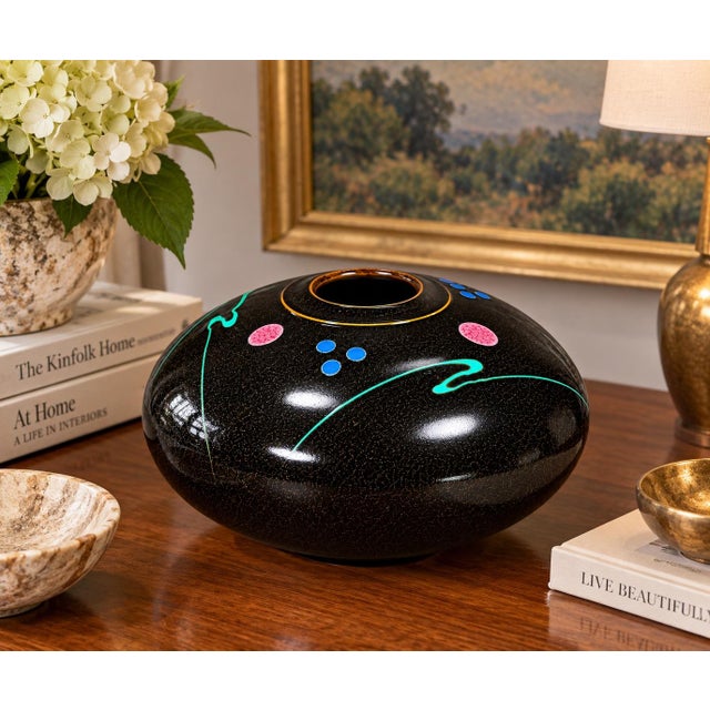 Ceramic Robert Wiedmaier Abstract Black Glazed Studio Pottery Vessel For Sale - Image 7 of 7