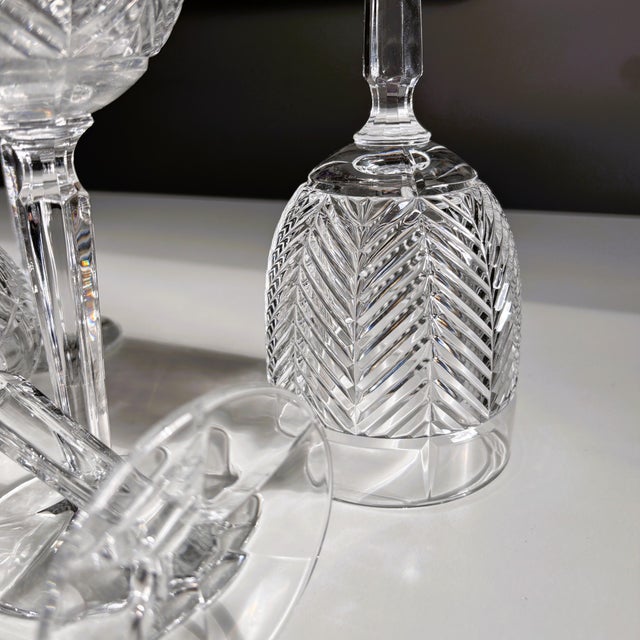 Transparent 1990s Ralph Lauren Herringbone Crystal Water or Wine Glasses - Set of 4 For Sale - Image 8 of 9
