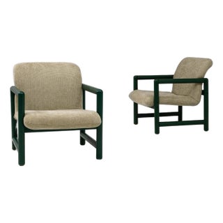 20th Century Czech Lounge Chairs With Green Tubular Frames - A Pair For Sale