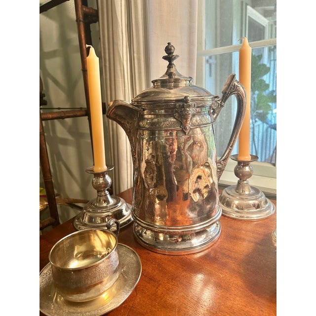 Victorian Circa 1880 Reed & Barton Victorian Silverplate Ice Water Pitcher, Patented Design For Sale - Image 3 of 18