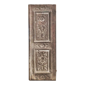 Rustic Floral Carved Barn Door – Distressed Solid Wood