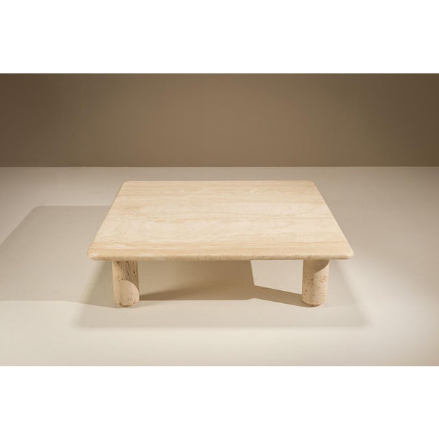 Stone Square Travertine Coffee Table, Italy, 1970s For Sale - Image 7 of 13