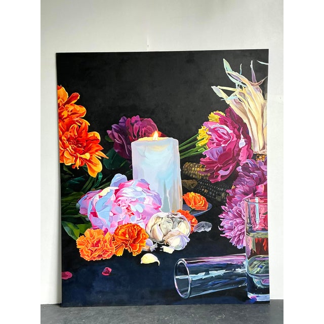 Late 20th Century Vintage Monumental Original Still Life on Canvas Wrapped Board For Sale - Image 5 of 12