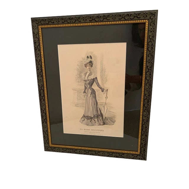 Black and White Engraving of Victorian Lady For Sale
