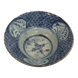 Antique Chinese Qing Dynasty Ogee Bowl Blue and White Porcelain