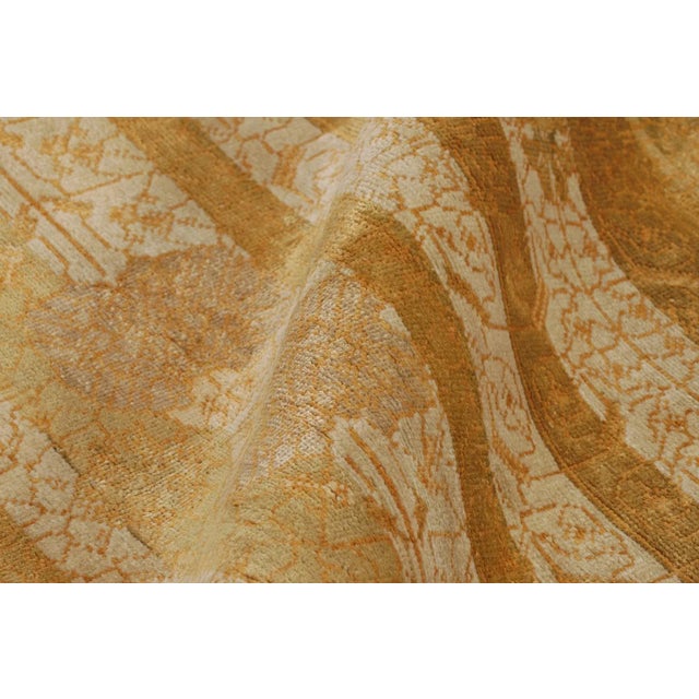 Textile Rug & Kilim’s Samarkand-Inspired Rug, Muted Geometric-Floral Patterns in Gold For Sale - Image 7 of 8