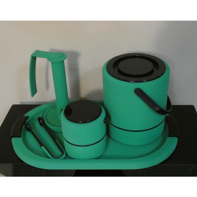 Two-tone mint green and black aperitif accessories, produced by scaroni in the 1980s. Strongly inspired by space age...