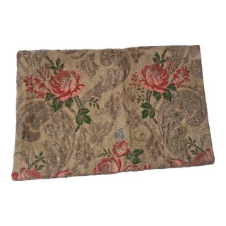 Vintage Style Gold Floral Brocade Pillow With Metallic Threads Double Sided For Sale
