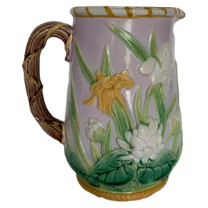 1875 George Jones Majolica Iris Pitcher