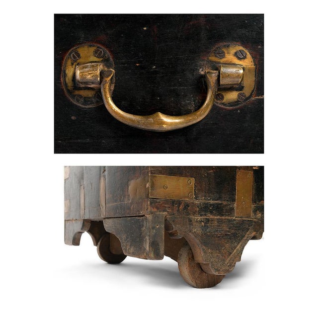 Wooden Chest with Brass Hardware, 1920s For Sale - Image 6 of 7