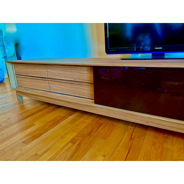 Mid-Century Modern Cecchini Collection Zebra Wood Credenza, 93.5" W 23.75" D X 20" H, 2006 For Sale - Image 3 of 14