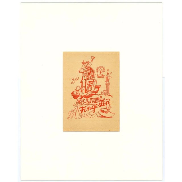 Ex libris - 15 par fingensten is an original xilograph artwork realized by michel fingesten in the 1930s hand-signed on...