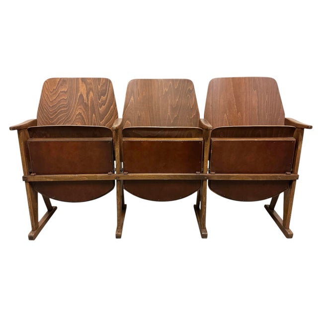 Vintage 3-Seat Cinema Theatre Bench from Ton, 1960s For Sale - Image 16 of 16