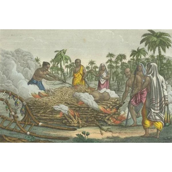 Paper Varin, Hindu Funeral: Cremation of a Brahmin, 1827, Print For Sale - Image 7 of 8