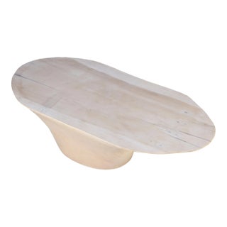 Modern White Oval Block Coffee Table For Sale