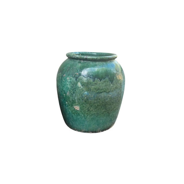 Green Vintage Chinese Green Glazed Ceramic Soy Sauce Jar For Sale - Image 8 of 10
