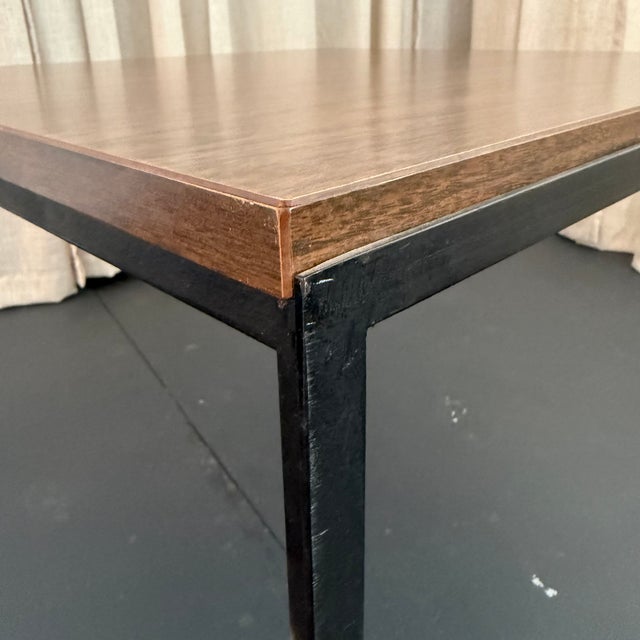 Brown 1960s Mid-Century Modern Florence Knoll Square T-Angle Faux Wood Coffee Table For Sale - Image 8 of 8