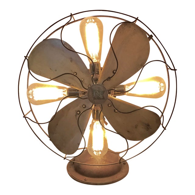 Repurposed Antique Fan Table Lamp For Sale