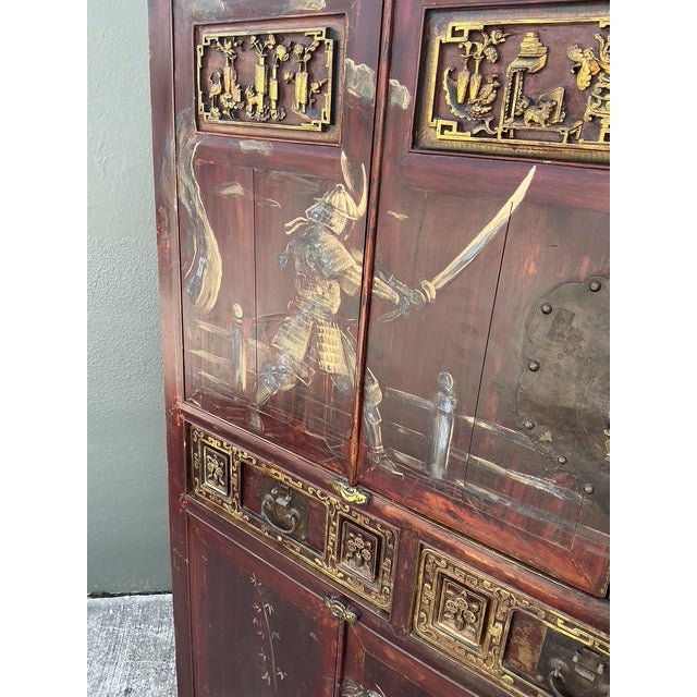 Vintage Asian 18th Century Hand Painted Cabinet For Sale - Image 11 of 12