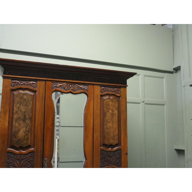 Victorian Arts & Crafts Wardrobe in Carved Walnut For Sale - Image 4 of 8