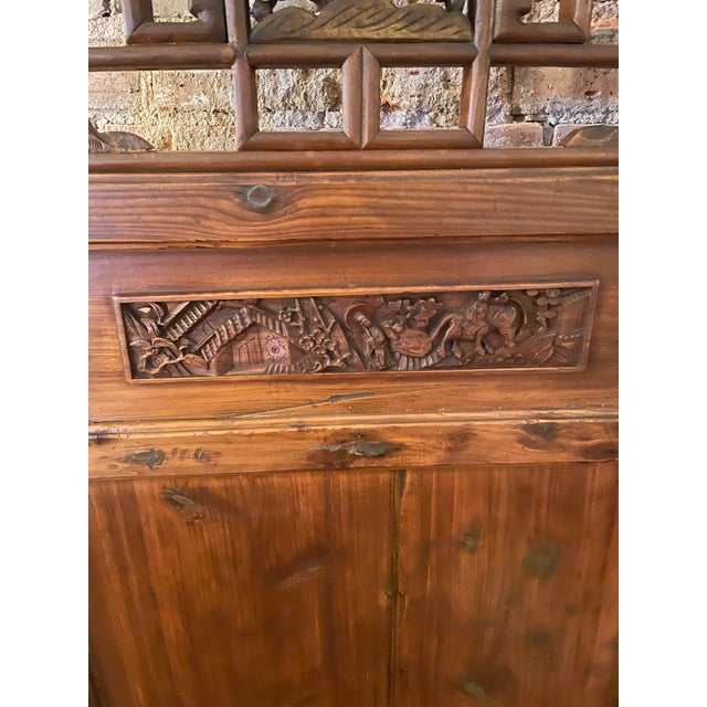 Brown Mid 20th Century 2-Panel Asian Wooden Panels For Sale - Image 8 of 10