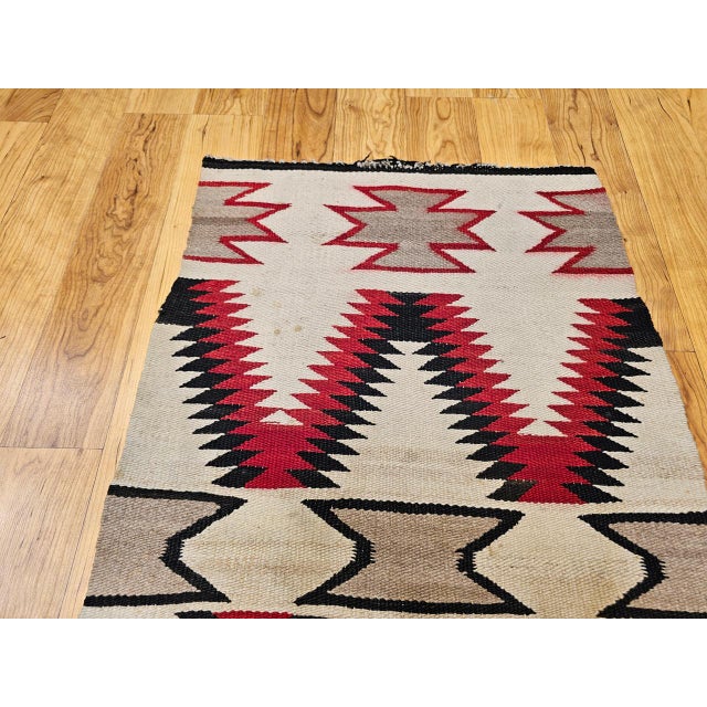 Off-white Vintage Native American Navajo Rug, Handwoven Wool, Eye Dazzler Pattern, 2x3 For Sale - Image 8 of 13