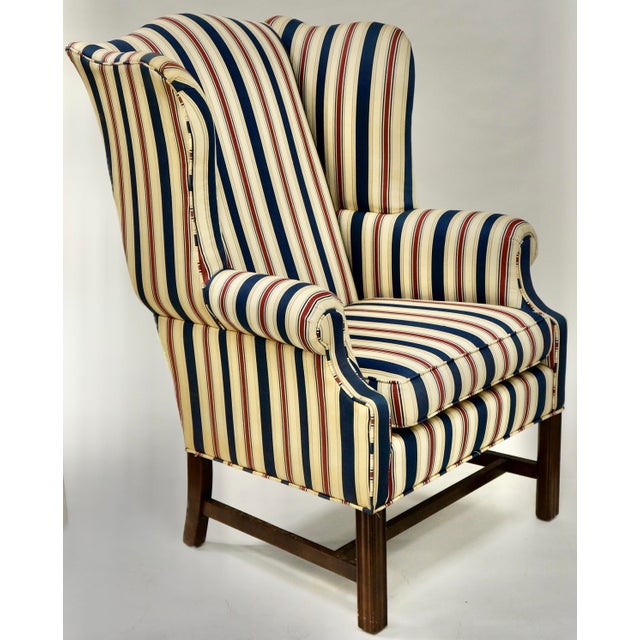 1980s Traditional Wingback Armchair by Ethan Allen For Sale - Image 5 of 7