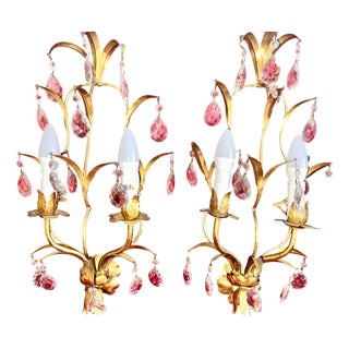 Italian Florentine Wall Lights, 1960s, Set of 2 For Sale