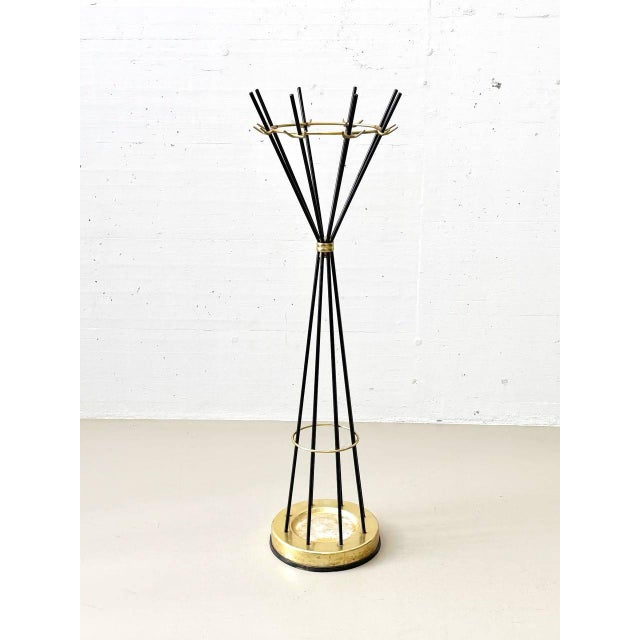 Italian Rotating Umbrella Stand with Brass Elements, Italy, 1950s For Sale - Image 10 of 11