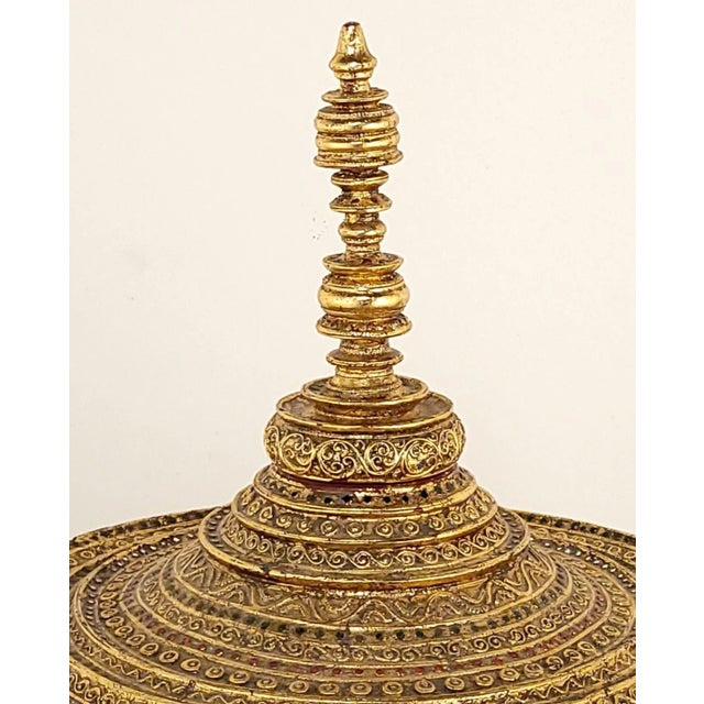 Late 19th Century Southeast Asian Jeweled and Gilt Lacquered Offering Box, 19th Century For Sale - Image 5 of 10
