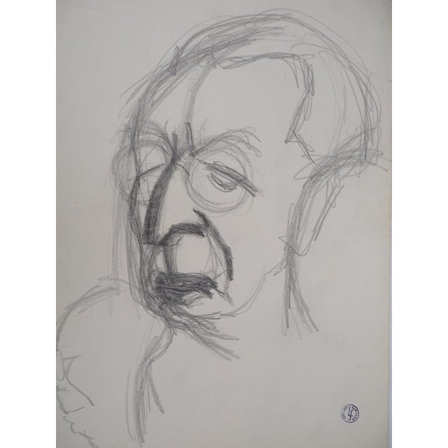 Leopold SURVAGE (1879-1968) Portrait of pensive man Original pencil drawing Bearing the stamp of the Survage workshop On...