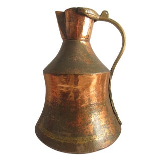 Antique Turkish Copper Rustic Pitcher Ewer For Sale