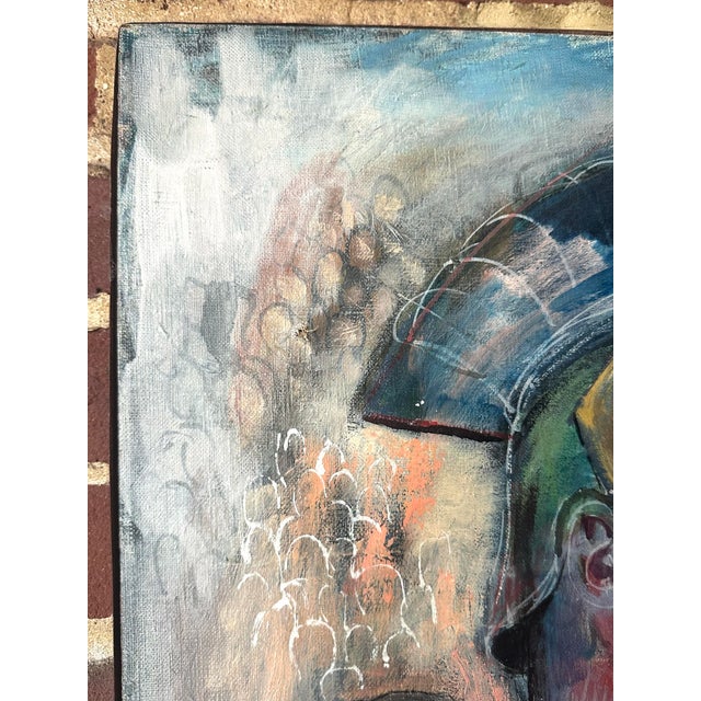 Textile Victor De Pauw "Strong Man" Oil on Canvas 1948 For Sale - Image 7 of 9