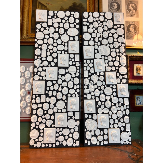 Wood Large Pair of Grand Tour Revival Classical Intaglio and Cameo Casts & Wood Panels For Sale - Image 7 of 15