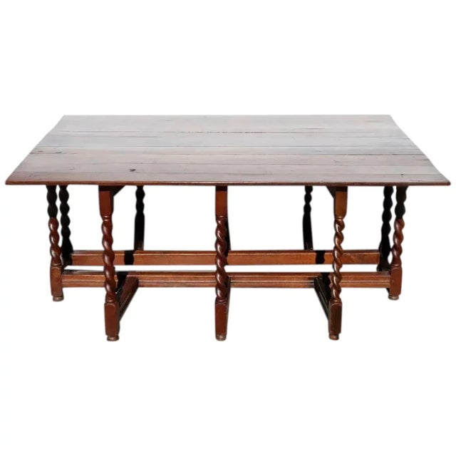 Large English William and Mary Oak Drop-Leaf Gateleg Dining Table For Sale - Image 9 of 9