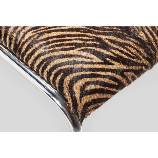 Italian Mid Century Modern Single Chrome Chair With Hair on Hide Seats Attributed to Otto Gerdau, Italy, Circa1970's For Sale - Image 12 of 13