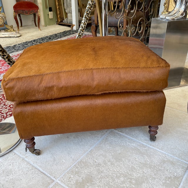 1980s Vintage Smith English Animal Hide Ottoman Chairish
