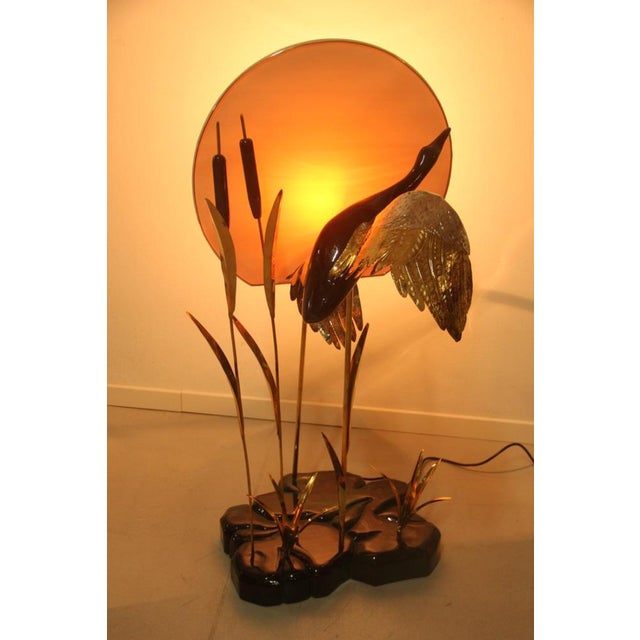 Italian Floor Lamp in Malachite & Brass, 1970s, in Flawless conditions. Designed 1970 to 1979 European Plug (up to...