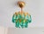 1960s Luxury Mini Brass Chandelier With Turquoise Crystal Drops, Starburst Shadow Ceiling Projection Light, Restored Antique Style Light Fixture For Sale - Image 6 of 18