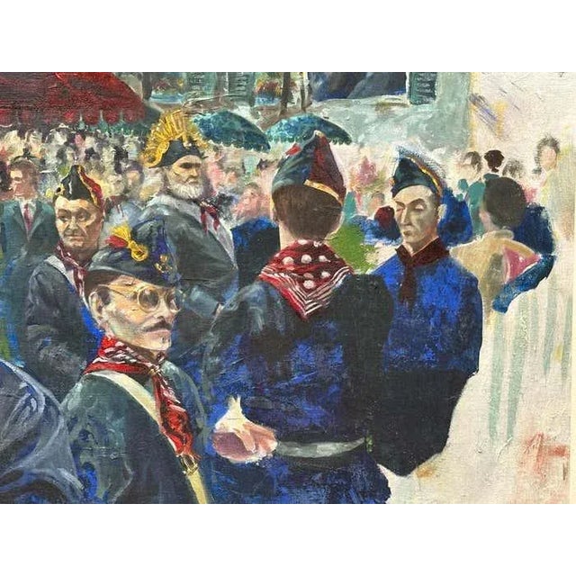 Figurative "Military Joy" - Oil Painting of Soldiers of the Kingdom of Croatia-Slavonia For Sale - Image 3 of 7